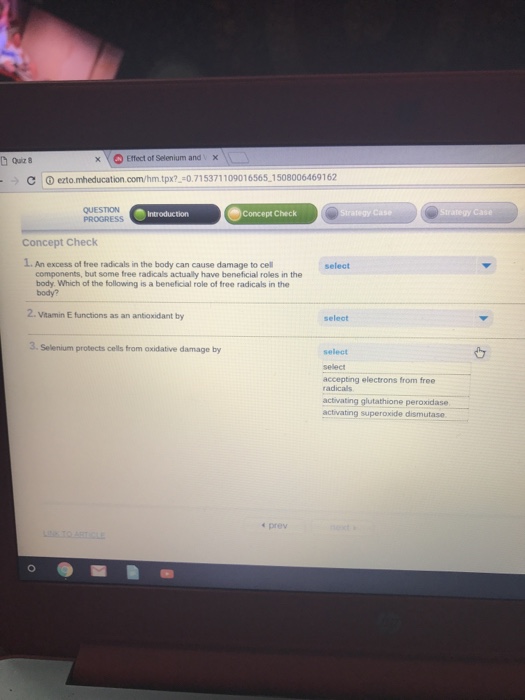 Question: × Enect of Selenium and Quiz 8 C I ⓘ eztomteducation comhm.tpx?-071 5371109016565-15080064691 ...
