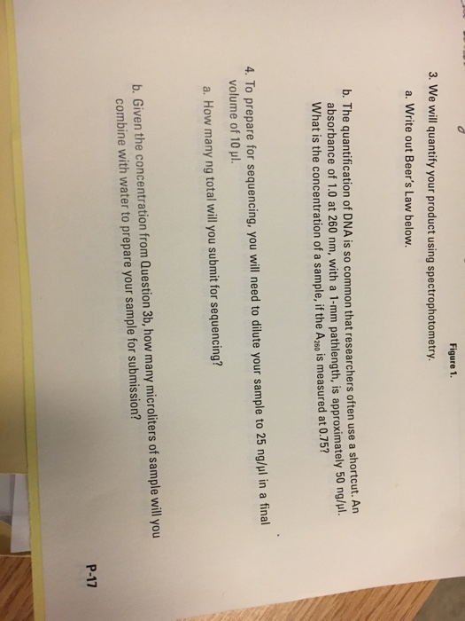 Question: Figure 1. 3. We will quantify your product using spectrophotometry a. Write out Beer's Law below ...