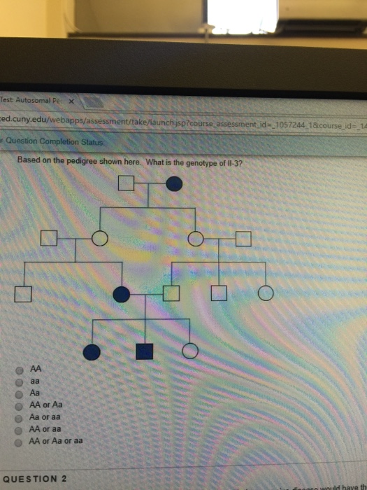 Question: Test: Autosomal Pec x ed.cunyedu/webapps/assessment/take/launchpp?course-assessment.id Question C...