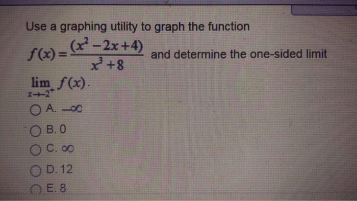 Question: Use a graphing utility to graph the function (x2-2x+4) x)= and determine the one-sided limit lim ...