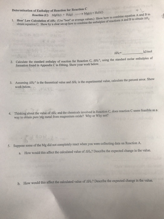 Reaction A) Mg(s) + 2HCl (aq) > H2(g) + MgCl2 (a...