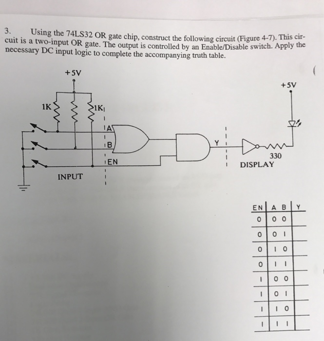 Solved: 3. Using The 74LS32 OR Gate Chip, Construct The Fo... | Chegg.com