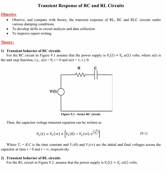 Solved: Transient Response Of RC And RL Circuits Objective... | Chegg.com