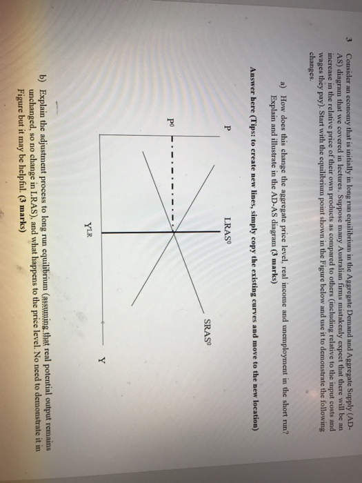Question: Consider an economy that is initially in long run equilibrium in the Aggregate Demand and Aggrega...