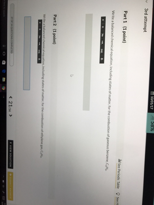 Write a balanced equation for the combustion of benzene c6h6 l in oxygen picture