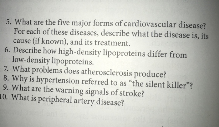 Solved: What Are The Five Major Forms Of Cardiovascular Di ...