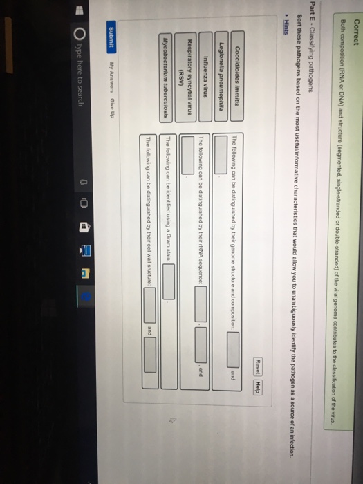 Question: Classifying pathogens  Sort these pathogens based on the most useful/informative characteristics ...