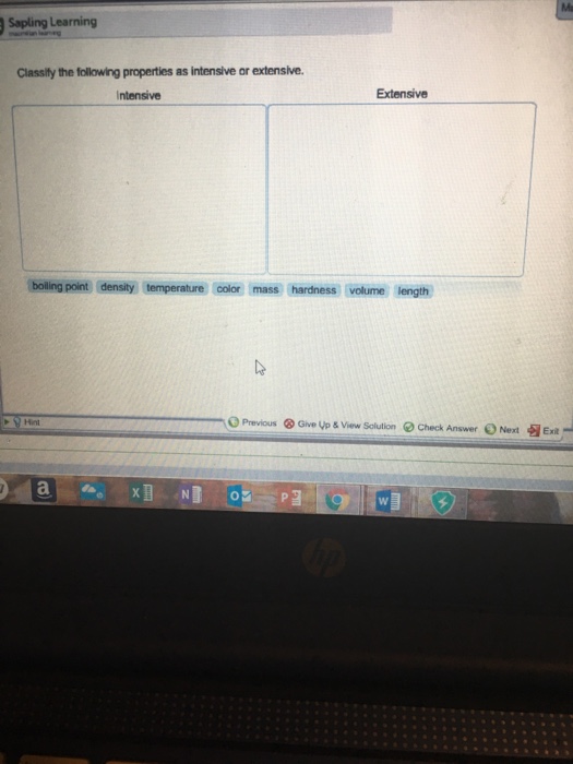 Solved Classify The Following Properties As Intensive Or Chegg