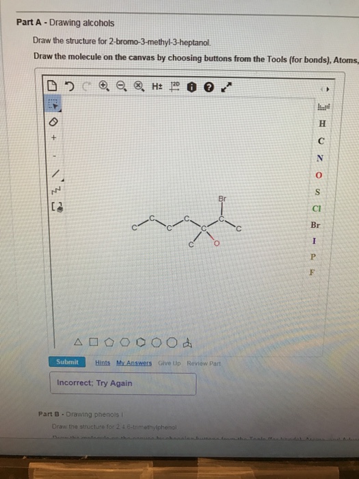 Solved Part A Drawing Alcohols Draw The Structure For 2b...