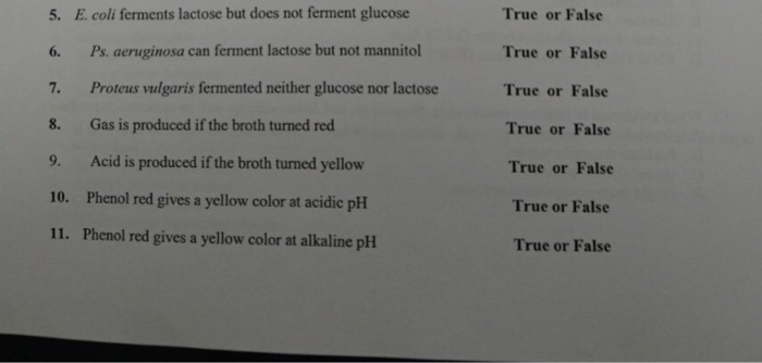 Question: 5· E. coli ferments lactose but does not ferment glucose 6. Ps. aeruginosa can ferment lactose b...