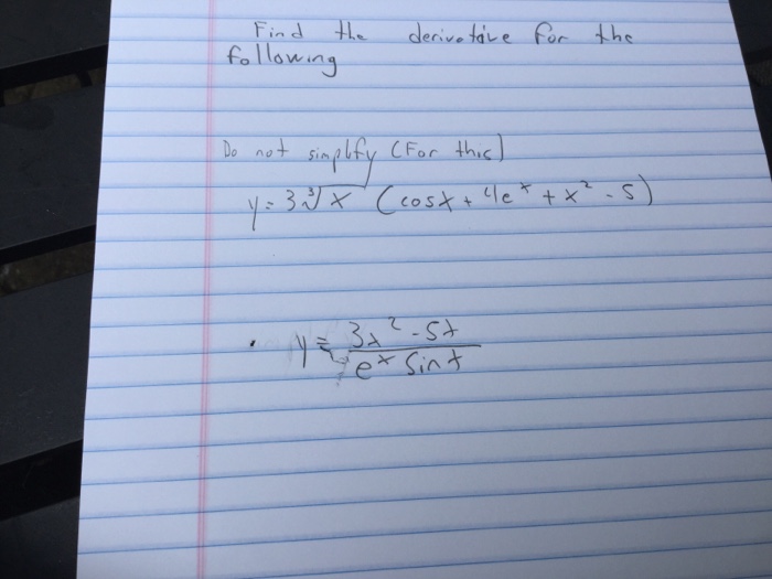 Question: Can someone please help me with finding the derivativeAnd can someone explain what do I do if I...