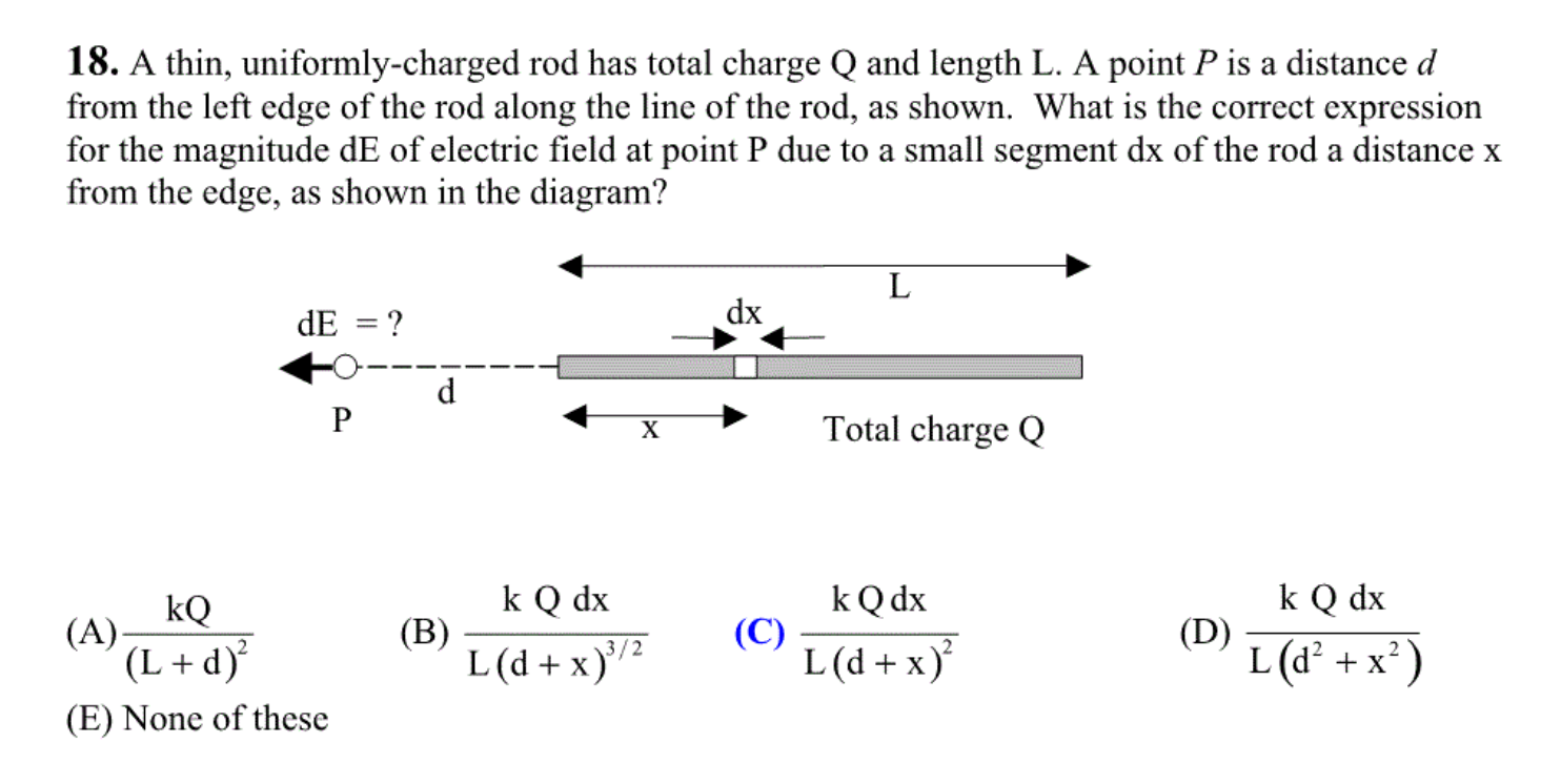 A Thin, Uniformlycharged Rod Has Total Charge