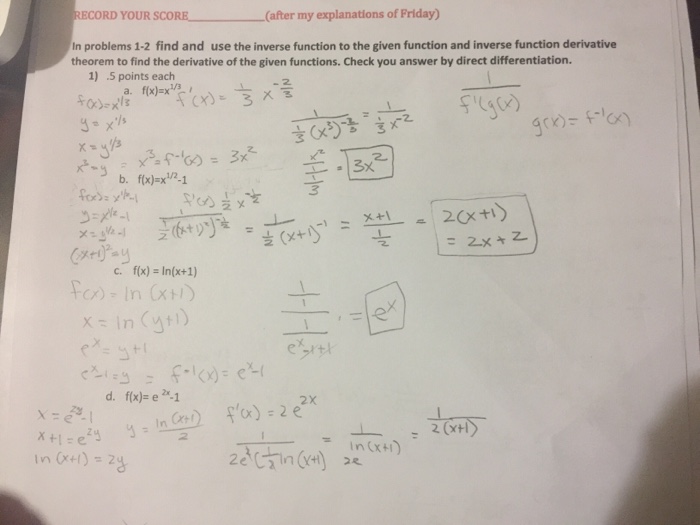 Question: Find and use the inverse function to the given function and inversefunction derivative theorem t...