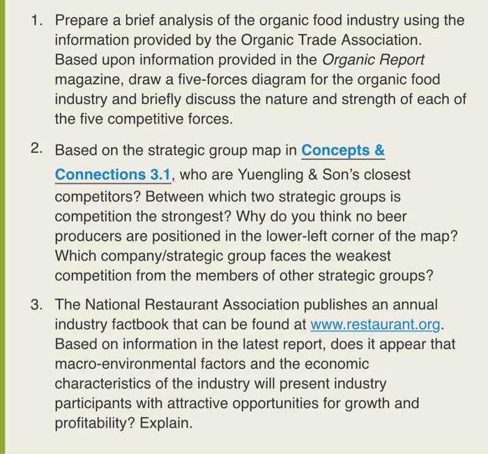 Solved Prepare A Brief Analysis Of The Organic Food Indus...