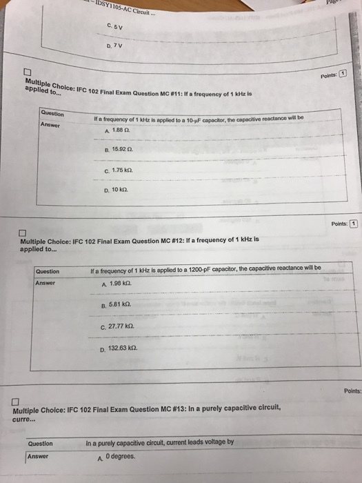 Points: 1 Multiple Choice: IFc 102 Final Exam Ques... | Chegg.com