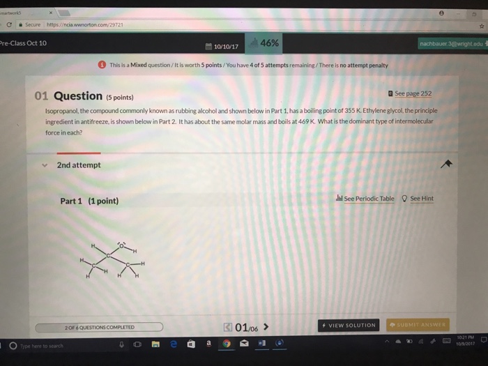 Question: C secure https //nciaw wnorton.com/29721 Pre-Class Oct 10 사% uer 3@wright.edu 10/10/17 This is a...