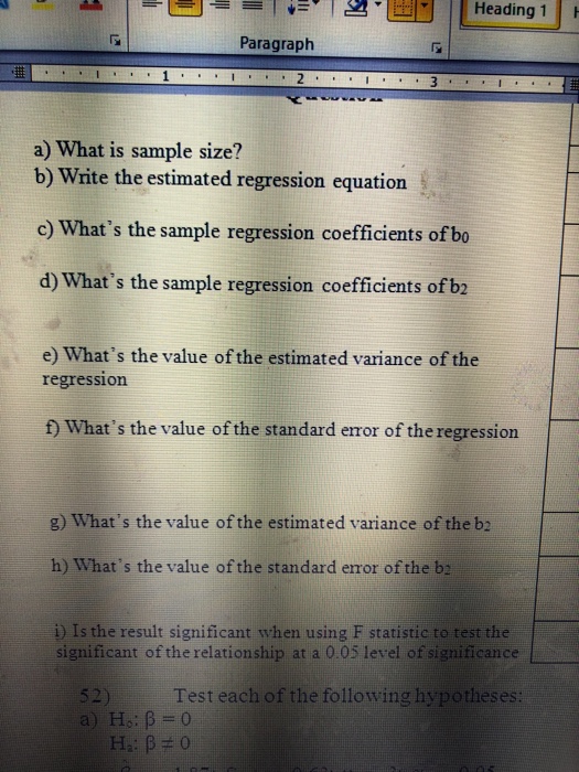 Question: Styles Paragraph 51) The following regression equation was obtained using the five independent va...