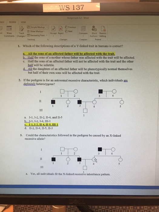 Question: WS 137 simple Markup Comments changes. Reviewing pane 1. Which of the following descriptions of a...