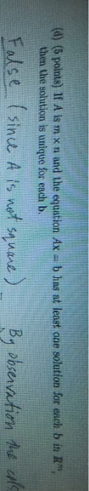 Question: True or false. Explain why abd give a counterexample why it'sfalse