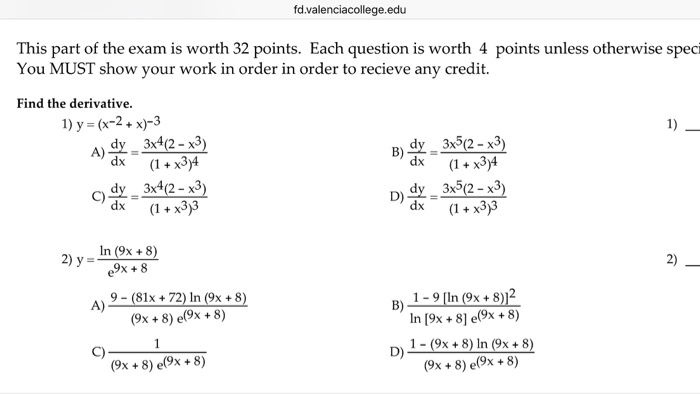 Solved: This Part Of The Exam Is Worth 32 Points. Each Que... | Chegg.com