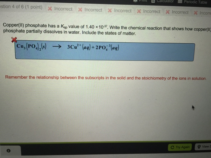 Copper(II) Phosphate Has A K Value Of 1.40 X 10^3...