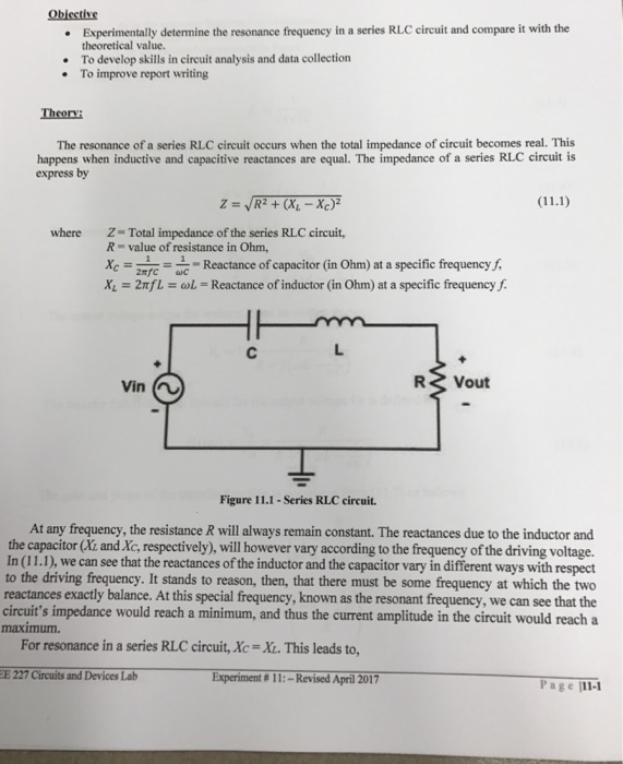 Solved Experimentally Determine The Resonance Frequency I...