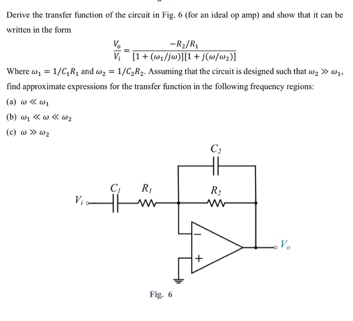 Solved Derive The Transfer Function Of The Circuit In Fig...