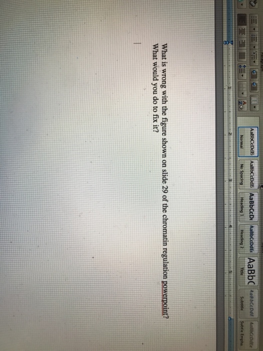Question: Normal No spacing Heading i Heading 2 U Title subtitle subtle Empha what is wrong with the figure...