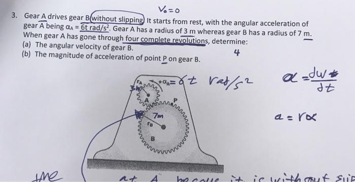 Solved: Gear A Drives Gear B Without Slipping. It Starts F... | Chegg.com