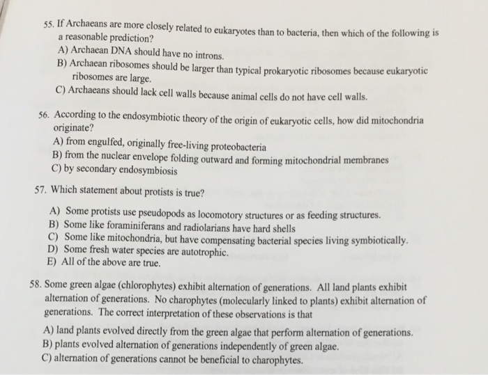 Question: If Archaeans are more closely related to eukaryotes than to bacteria, then which of the following...