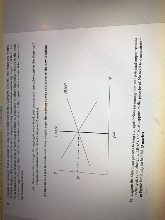 Question: Consider an economy that is initially in long run equilibrium in the Aggregate Demand and Aggrega...