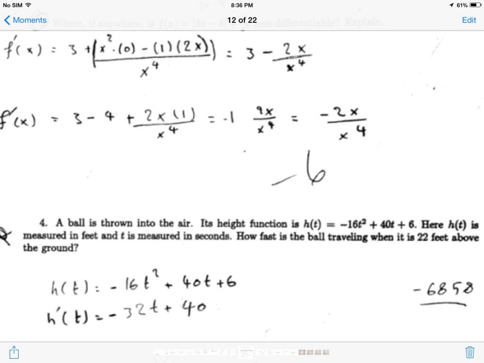 4. A Ball Thrown Into The Air. Its Height Function