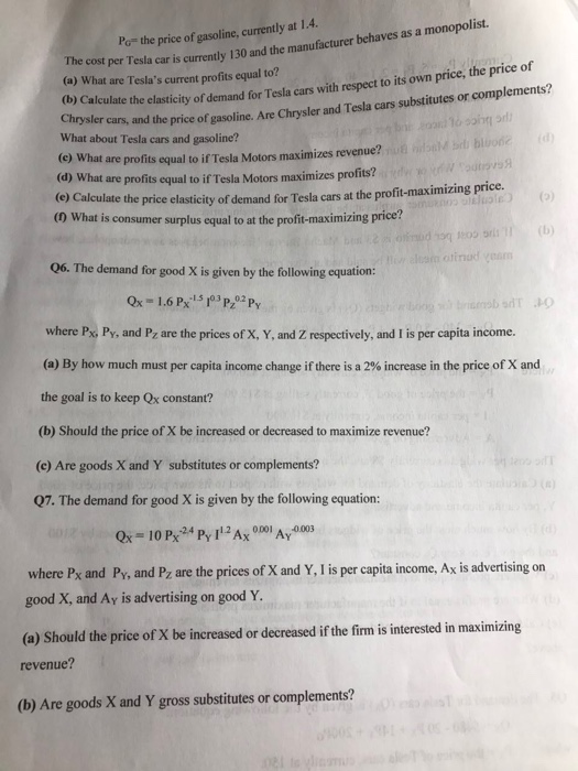 Solved: P_G = The Price Of Gasoline, Currently At 1.4. The ...
