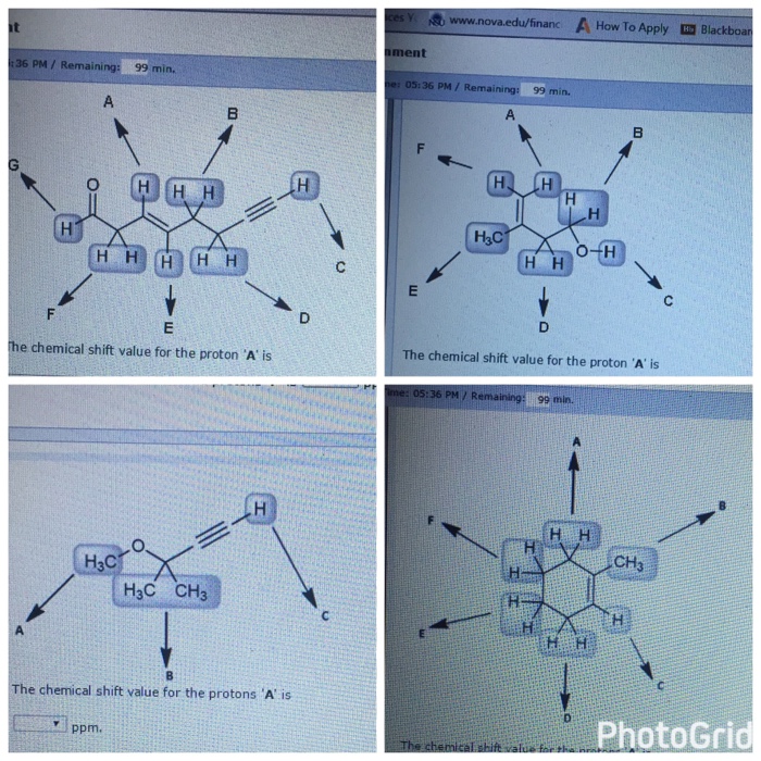 Solved The Chemical Shift Value For The Proton 'A' Is The...