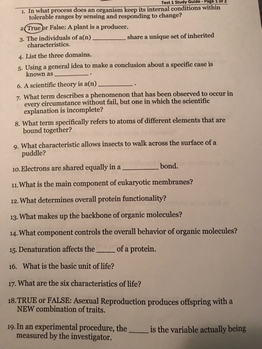 Question: I really need help for my study guide. Trying to check all myanswers to see if they correct for ...