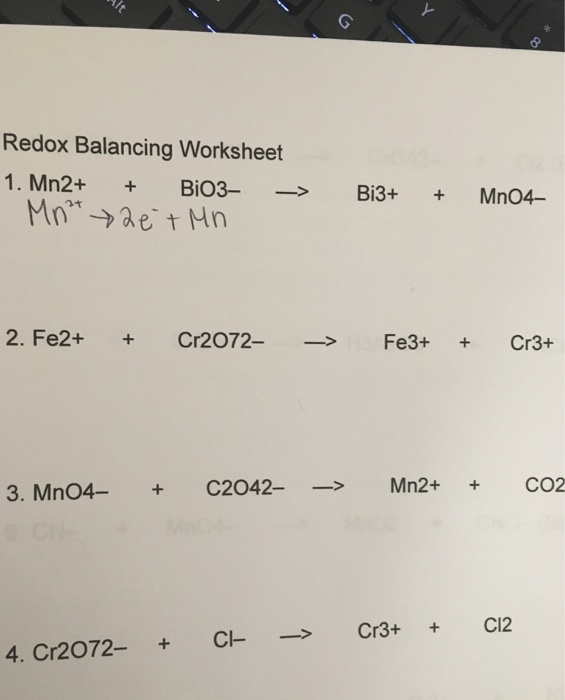 Solved: I Was Given A Worksheet Focused On Redox Balancing... | Chegg.com