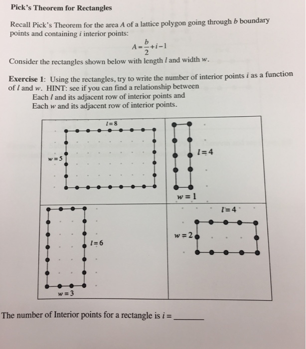 Solved Recall Pick's Theorem For The Area A Of A Lattice