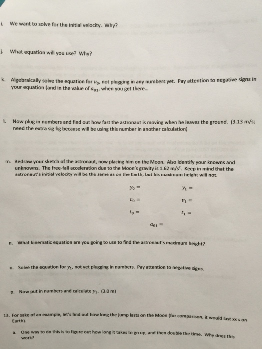Question: B. Now let's work the problem(s). Start with the astronaut's jump on Earth. Draw a sketch. bh Bef...