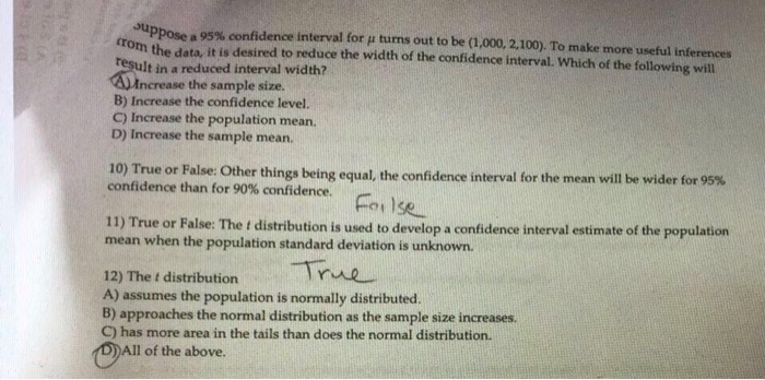 Solved: Suppose A 95% Confidence Interval For Mu Turns Out... | 0