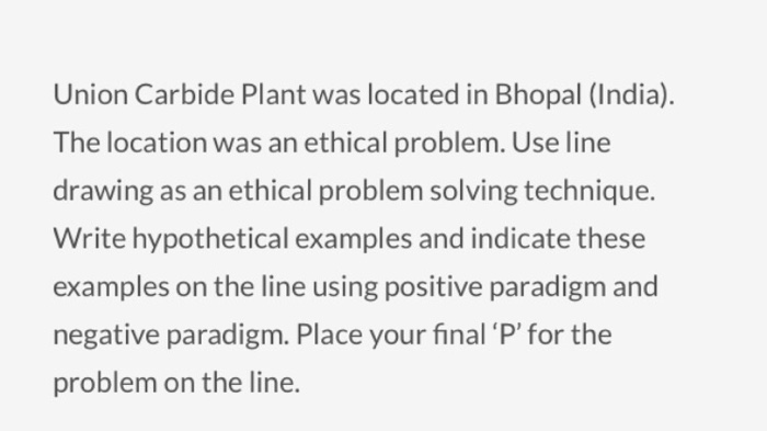 Line Drawing Ethics : Solved union carbide plant was located in bhopal india