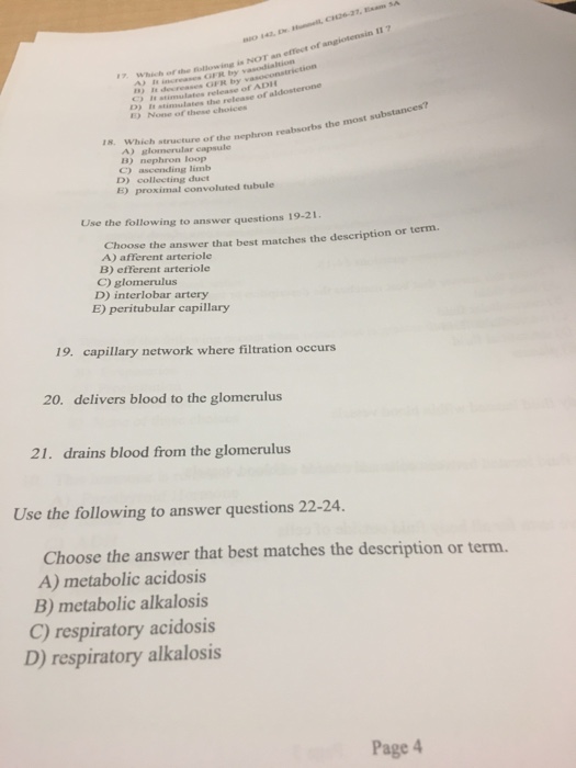 Question: Use the following to answer questiona I-13. Choose the answer that beat matches the description A...