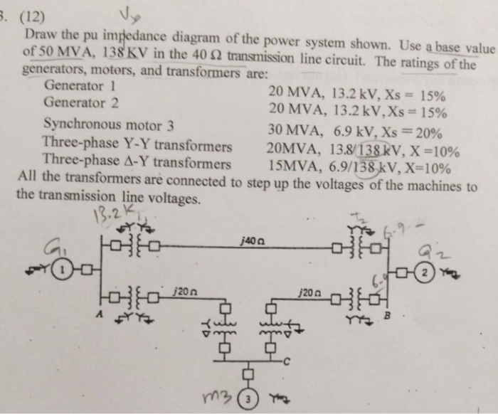 Solved Draw The Pu Impedance Diagram Of The Power System