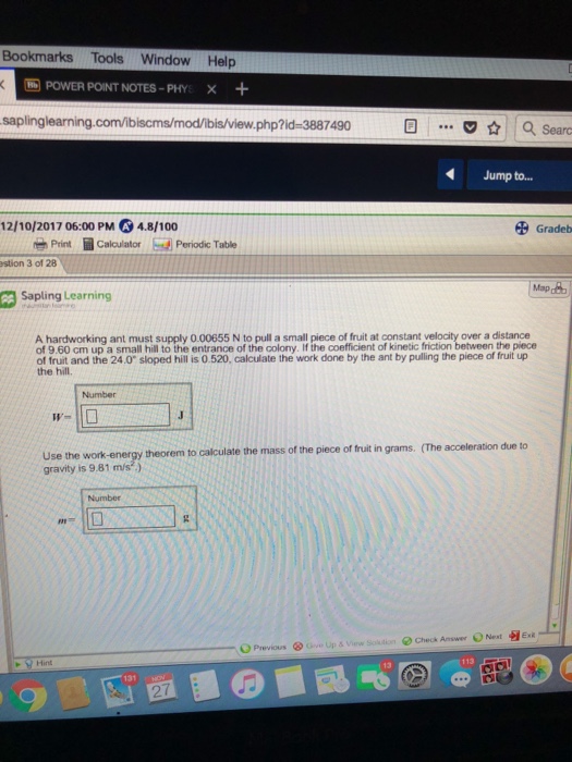 Question: Bookmarks Tools Window Help POWER POINT NOTES-PHY + saplinglearning.com/ibiscms/mod/ibis/view.php...