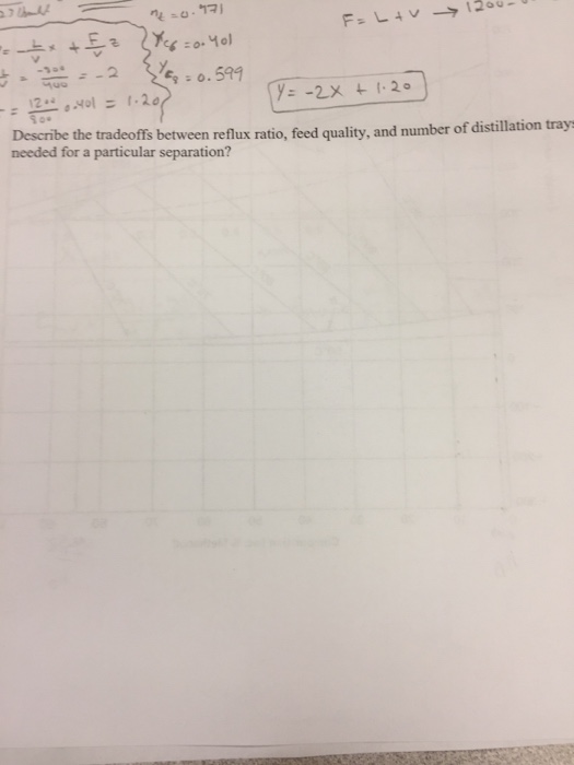 Question: .591 Describe the tradeoffs between reflux ratio, feed needed for a particular separation? qualit...