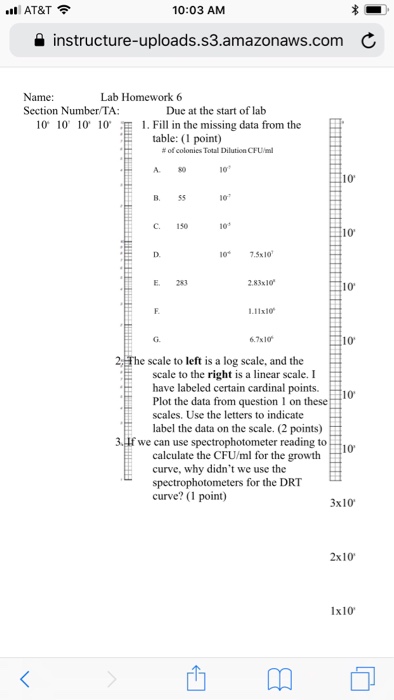 Question: AT&T 10:03 AM instructure-uploads.s3.amazonaws.com C Lab Homework6 Name: Section Number/TA: Due a...