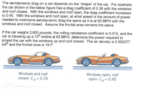 Solved: The Aerodynamic Drag On A Car Depends On The "shap... | Chegg.com
