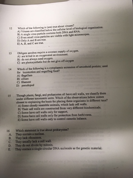 Solved: Which Of The Following Is (are) True About Viruses ...