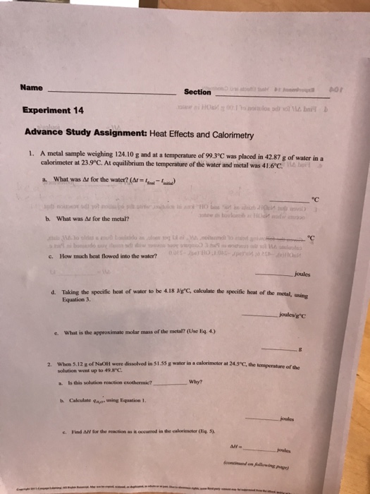 Solved Name Section Experiment 14 Advance Study Assignmen...