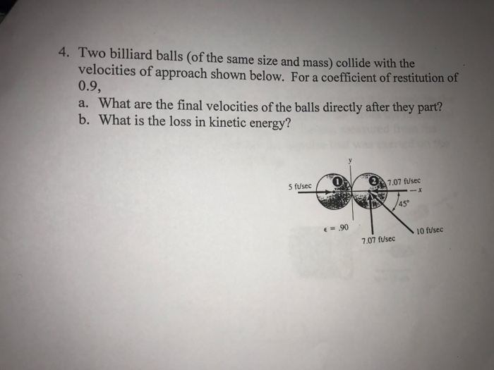 Solved Two Billiard Balls (of The Same Size And Mass) Col...