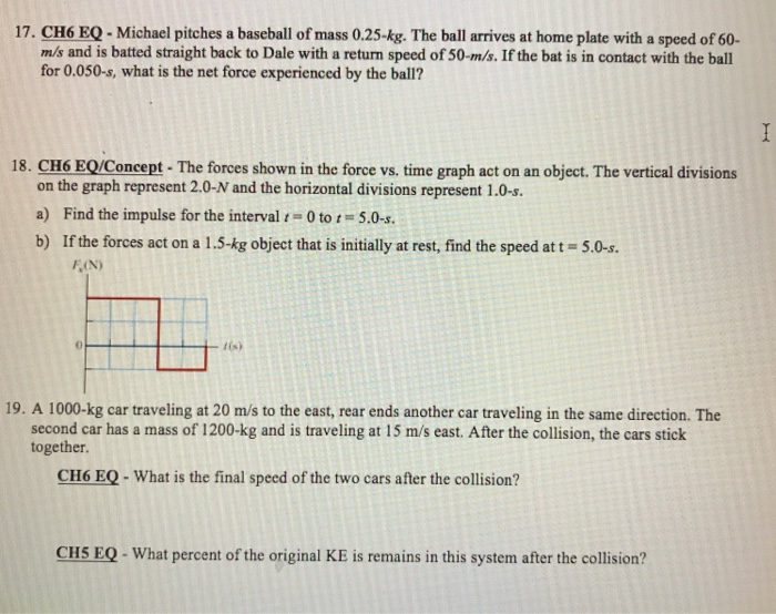 Question: Mitchel pitches a baseballThe forces shown in the force vs time graphA 1000 kg car travelingPl...